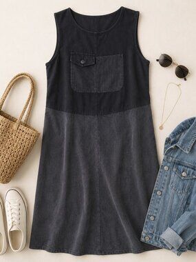 HSZ Studio Sleeveless Colorblock Midi Dress | Size M | 50" Long Minimalist Artsy